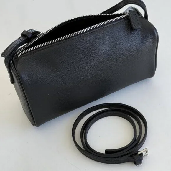 🆕Women Black Premium Full Grained Leather Crossbody Adjustable Strap Bag